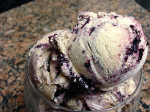 Cinnamon ice cream with balsamic blueberries.